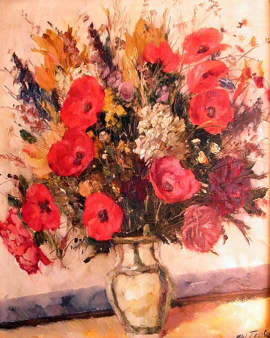 Albert Fessler (1908 - 1978) - Stillleben mit Mohnblumen - um 1970 - 67 x 54 cm - 59 € mtl./K 1250 €