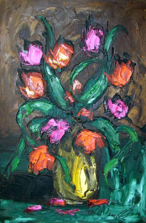 Amadin L.V. - Tulpen im Wasserglas - Dnemark um 1990 - 96 x 66 cm - 59 € mtl./K 850 €