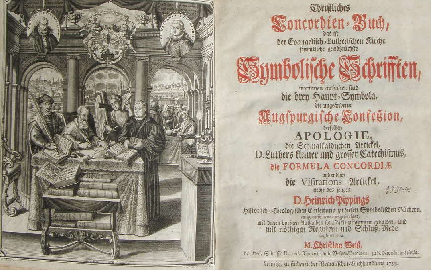 Heinrich Pippings - Concordien-Buch zur Augspurgischen Confeion - verlegt Braunsche Buchhandlung Leipzig - 1739 - 21 x 18 x 8 cm - ca. 900 S.. -  59 € mtl./K 450 €