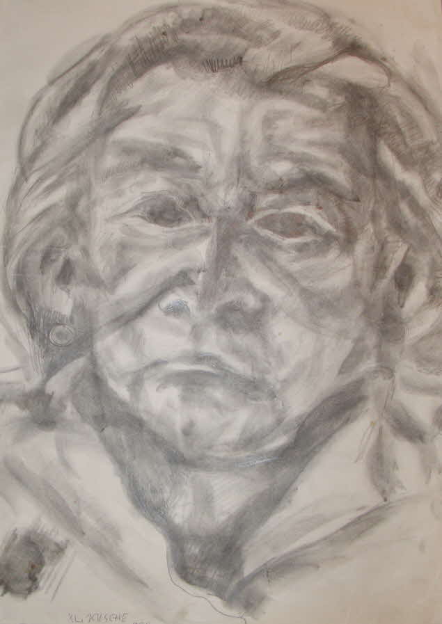 Klaus Kusche (1931 - 1997) - Portrt einer Dame - Stiftzeichnung um 1950 - 41 x 30 cm - 39 € mtl./K 450 €