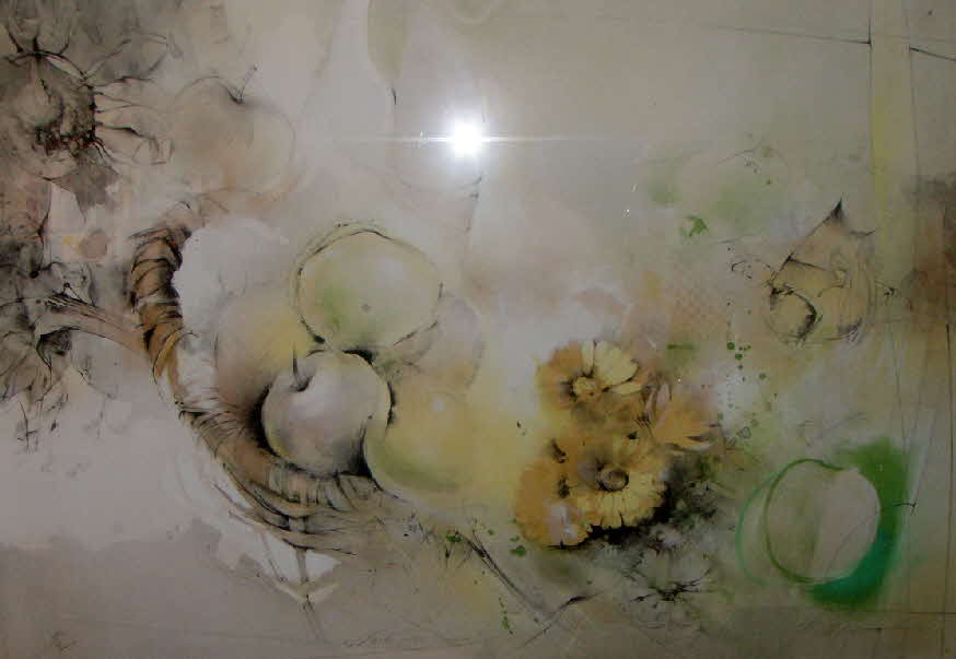 Aquarell - Nach der Ernte - um 1980 - 87 x 105 cm - 59 € mtl./K 1250 €