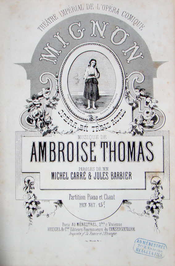 Charles Louis Ambroise Thomas (* 5. August 1811 in Metz;  12. Februar 1896 in Paris) war ein franzsischer Komponist.

Mignon, komponiert um 1866; nach Goethes Wilhelm Meisters Lehrjahre; Libretto von Jules Barbier und Michel Carr - 39 € mtl./K 350 €